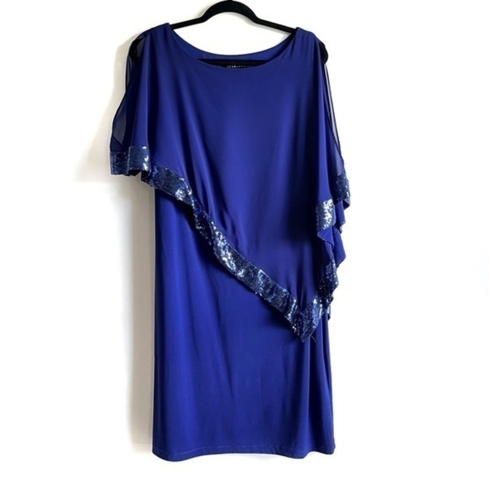 Scarlett  Purple Blue Sheath Dress with Overlay Size 14
